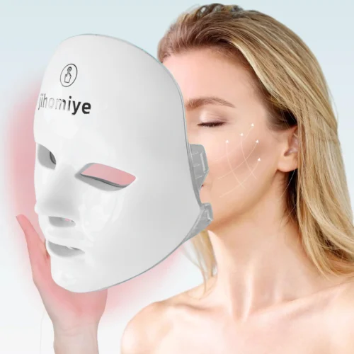 j i homi ye         ——Red Light Therapy Mask for Face, 7+1 Colors LED Facial Skin Care Mask At Home, USB Rechargeable. Portable