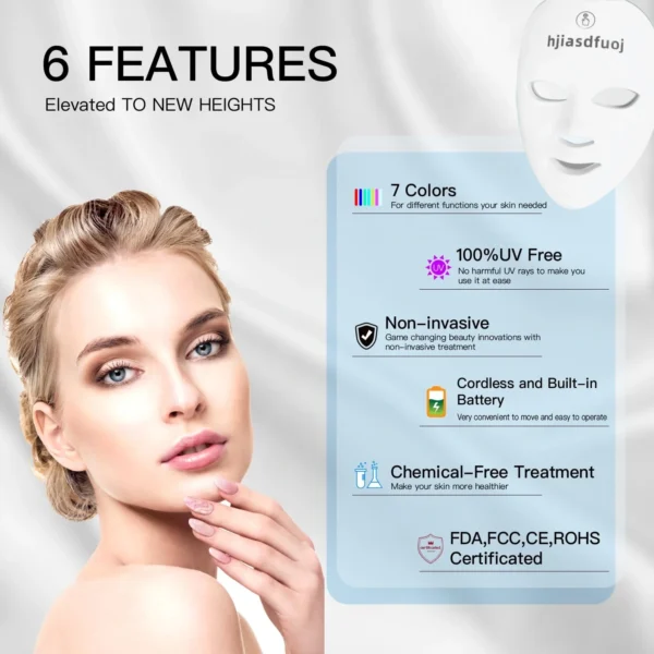 h j i asdfuo j        ——Red Light Therapy Mask for Face, 7+1 Colors LED Facial Skin Care Mask At Home, USB Rechargeable. Portable