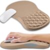 Ergonomic Memory Foam Wrist Rest Mouse Pad – 12×8" Black, Non-Slip PU Base   Sand Color