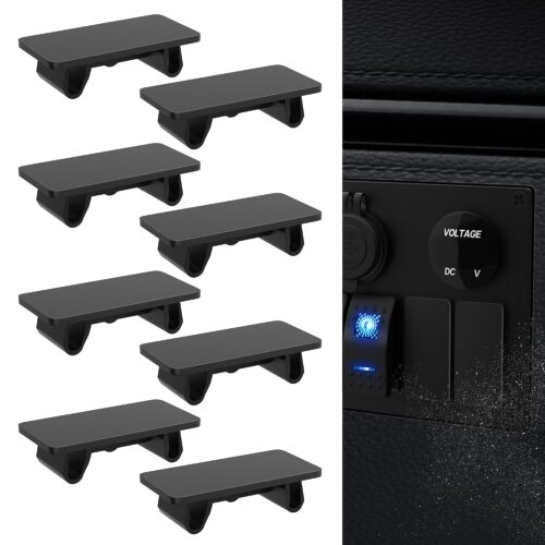 Black Rocker Switch Panel Blank Filler Inserts 8Pcs, Dustproof Standard Toggle Switch Cover for Car Truck Marine Boat