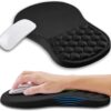 1 Ergonomic Memory Foam Wrist Rest Mouse Pad β 12Γ8" Black, Non-Slip PU Base Black