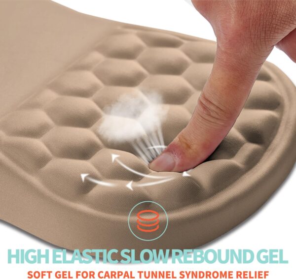 Ergonomic Memory Foam Wrist Rest Mouse Pad – 12×8" Black, Non-Slip PU Base   Sand Color