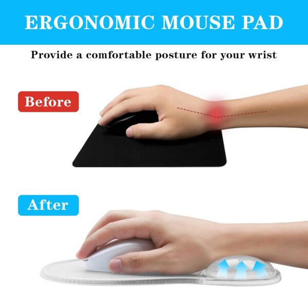 ErgoGel Mouse Pad – Gel Wrist Rest, Non-Slip PU Base, Washable
