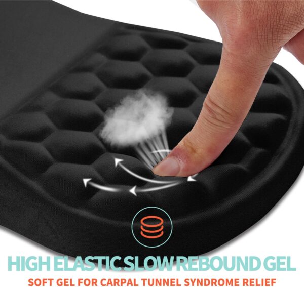 2 Ergonomic Memory Foam Wrist Rest Mouse Pad β 12Γ8" Black, Non-Slip PU Base Black