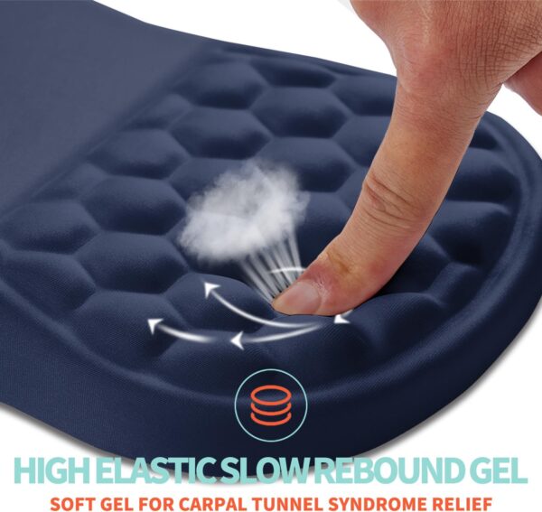 2 Ergonomic Memory Foam Wrist Rest Mouse Pad β 12Γ8" Black, Non-Slip PU Base Dark Blue