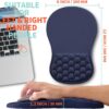 5 Ergonomic Memory Foam Wrist Rest Mouse Pad β 12Γ8" Black, Non-Slip PU Base Dark Blue