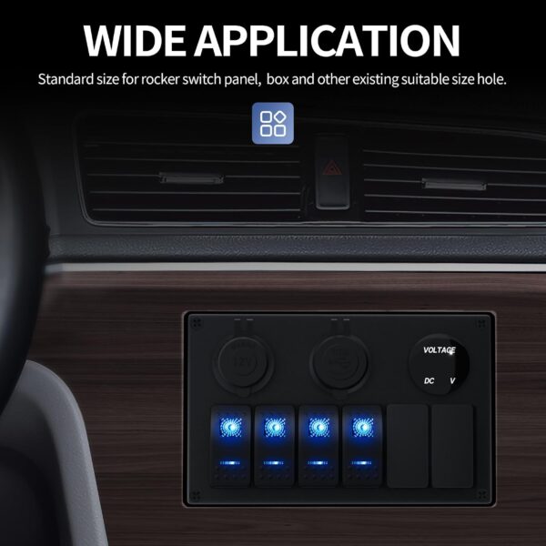 Black Rocker Switch Panel Blank Filler Inserts 8Pcs, Dustproof Standard Toggle Switch Cover for Car Truck Marine Boat