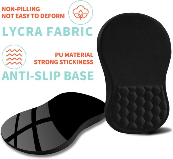 6 Ergonomic Memory Foam Wrist Rest Mouse Pad β 12Γ8" Black, Non-Slip PU Base Black